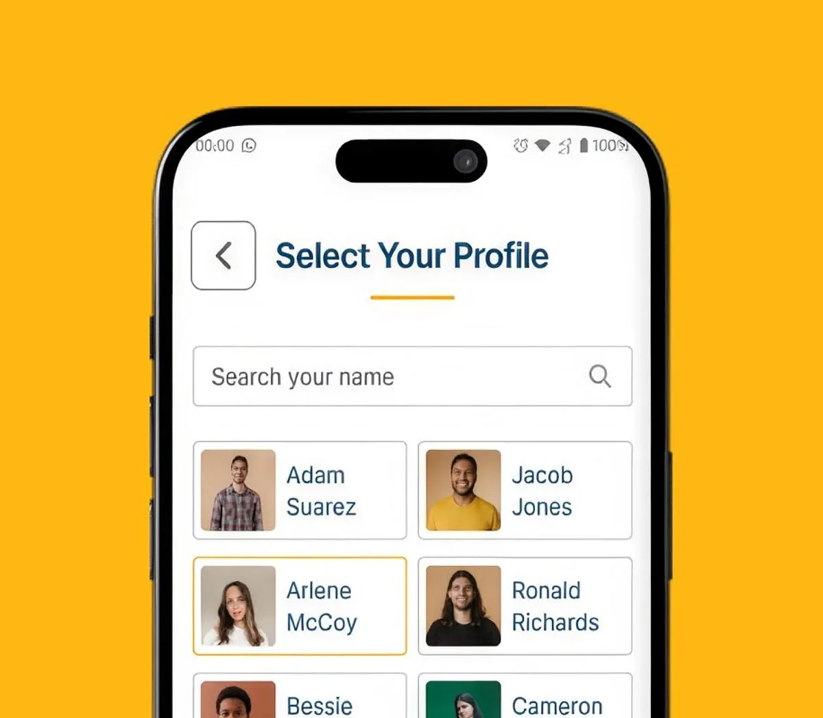 Profile selection screen of the DHL warehouse app